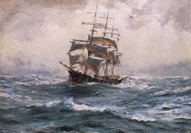 Thomas Somerscales A Ship running before a Gale Norge oil painting art